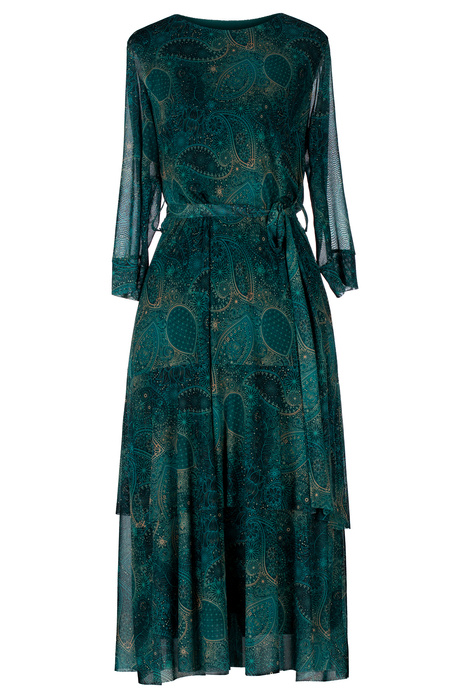 Sukienka Dorota zielona w azjatycki wzór