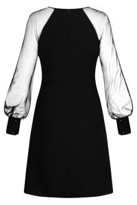 Sukienka Trynite K-386 czarna trapezowa z białymi perełkami